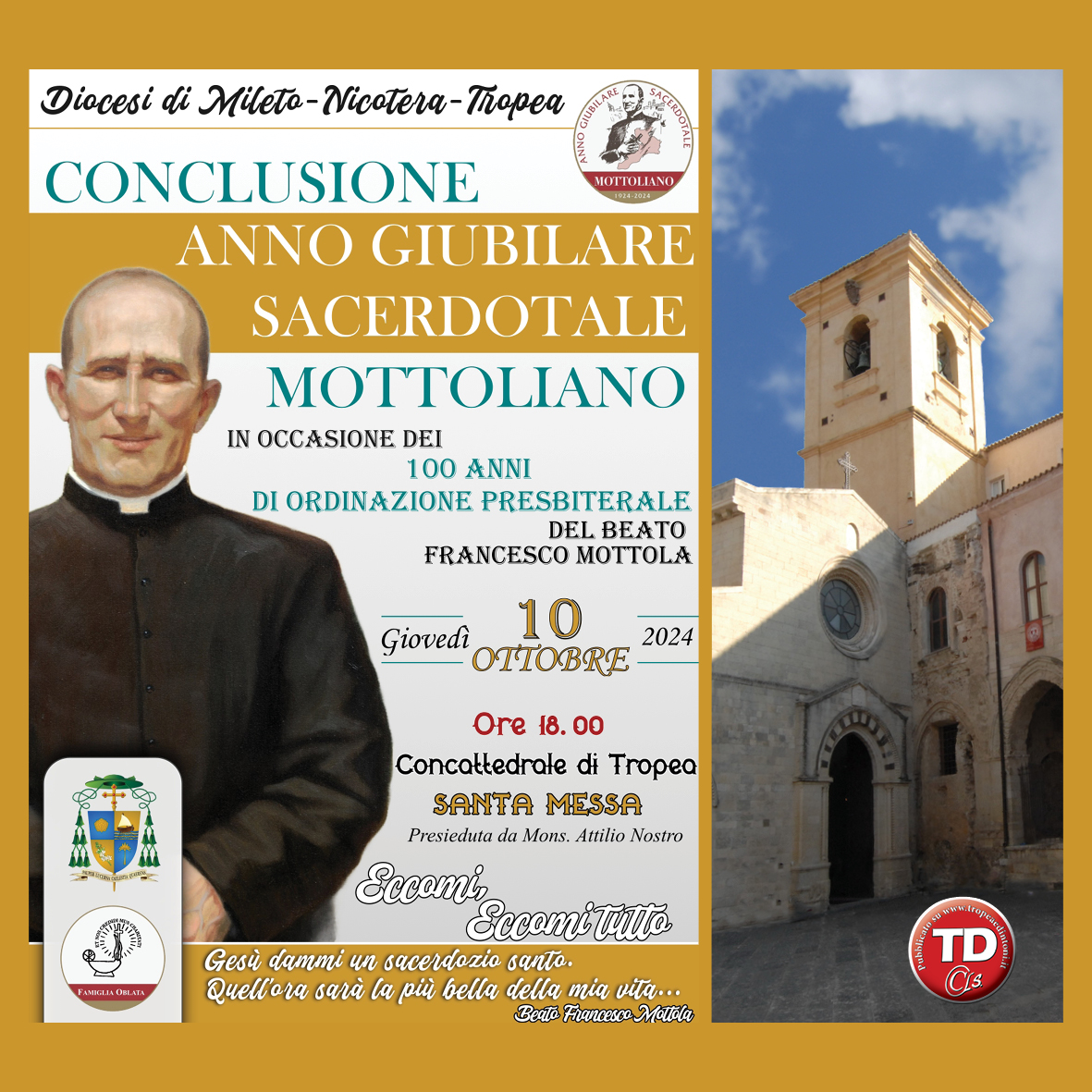 #tropeanite: Beato Mottola, conclusione anno Giubilare Sacerdotale 10 10 2024